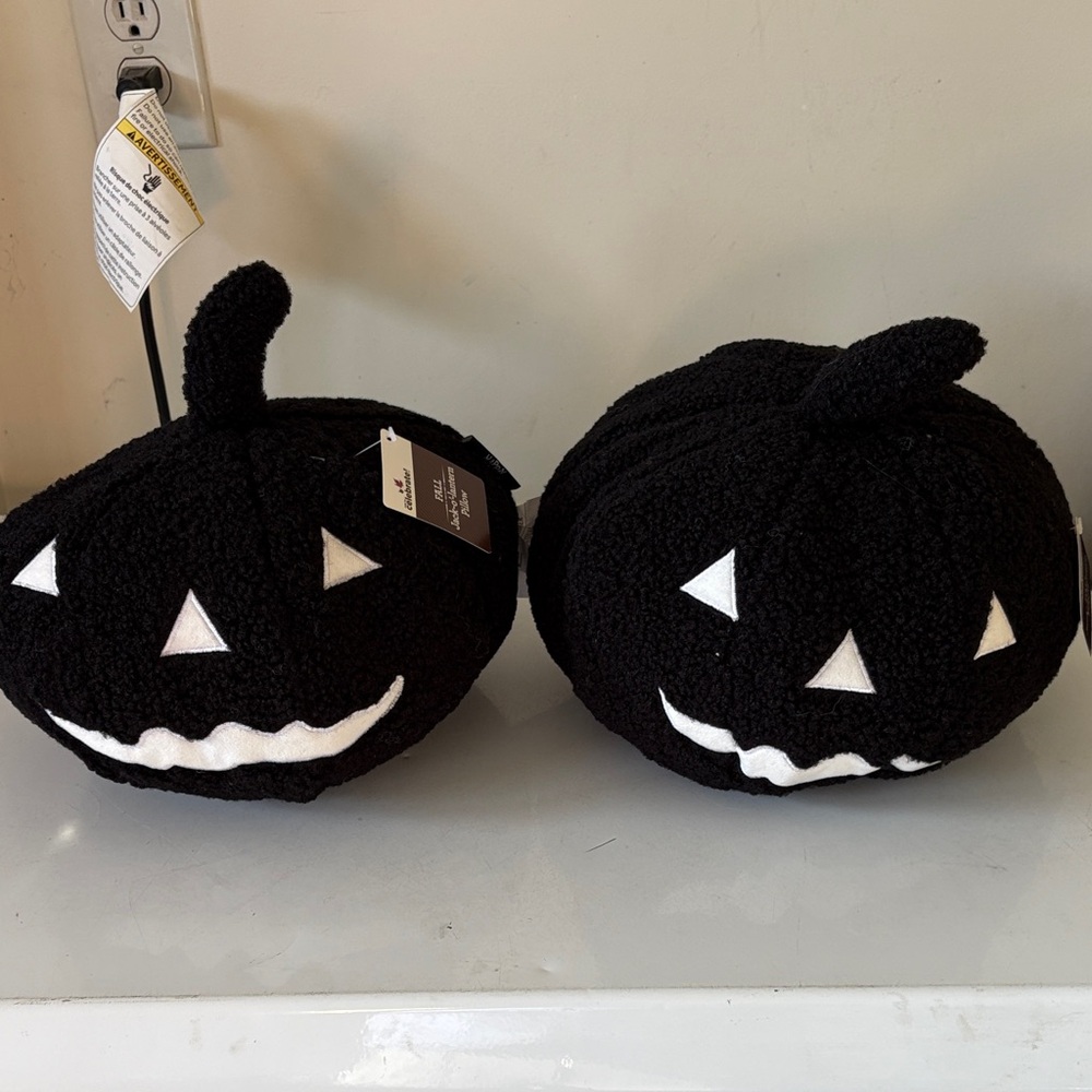 Black and White Pumpkin Plush Decor